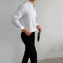 Load image into Gallery viewer, Men&#39;s Casual Solid Color V-Neck Long Sleeve Shirt