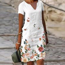 Load image into Gallery viewer, Flower Cotton and Linen Dress