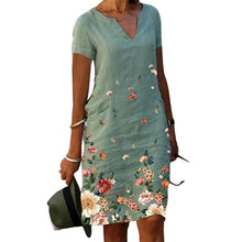 Load image into Gallery viewer, Flower Cotton and Linen Dress