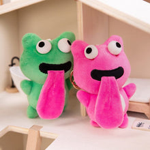 Load image into Gallery viewer, Cute Plush Animal Keychain Sticking out Tongue Frog