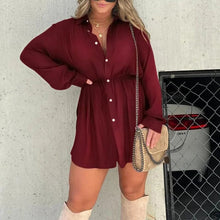 Load image into Gallery viewer, Women&#39;s Solid Color Long Sleeve Shirt Suit