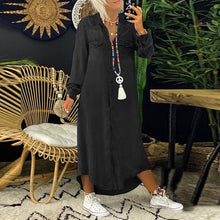 Load image into Gallery viewer, Women&#39;s Solid Color Long Sleeve Casual Denim Dress