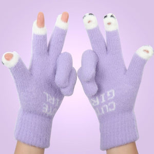 Cute Wool Knitted Gloves