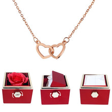 Load image into Gallery viewer, Eternally Preserved Rotating Rose Box - With Mirrored Heart Necklace