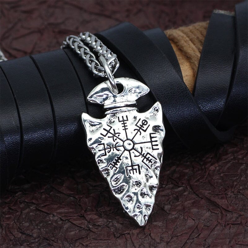 Odin's Spear Necklace with Vegvisir Symbol