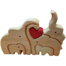 Load image into Gallery viewer, Wooden Elephant Family Puzzle