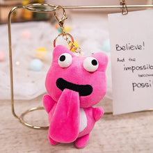 Load image into Gallery viewer, Cute Plush Animal Keychain Sticking out Tongue Frog