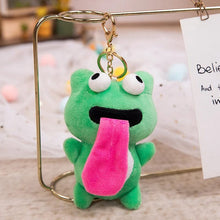 Load image into Gallery viewer, Cute Plush Animal Keychain Sticking out Tongue Frog