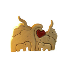 Load image into Gallery viewer, Wooden Elephant Family Puzzle