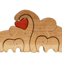 Load image into Gallery viewer, Wooden Elephant Family Puzzle