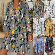 Load image into Gallery viewer, V-Neck Button-Up Ruffle Dress