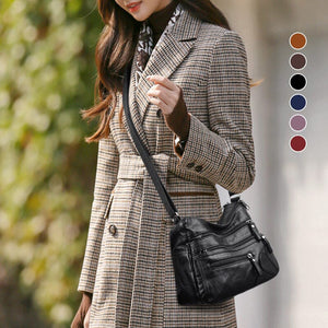 Multi-zipper Soft Leather Bag