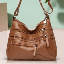 Load image into Gallery viewer, Multi-zipper Soft Leather Bag