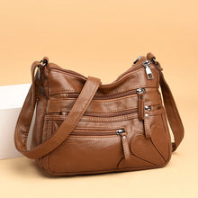 Load image into Gallery viewer, Multi-zipper Soft Leather Bag