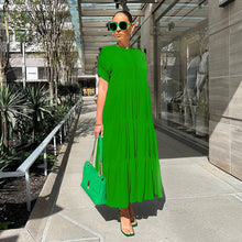 Load image into Gallery viewer, Button Solid Color Ruffled Plus Size Dress