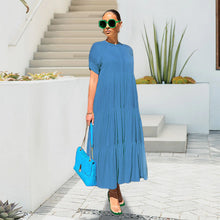 Load image into Gallery viewer, Button Solid Color Ruffled Plus Size Dress
