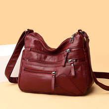 Load image into Gallery viewer, Multi-zipper Soft Leather Bag