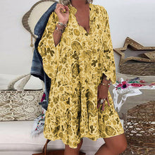 Load image into Gallery viewer, V-Neck Button-Up Ruffle Dress