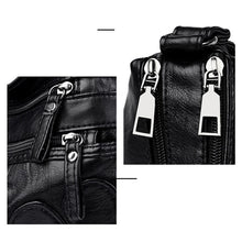 Load image into Gallery viewer, Multi-zipper Soft Leather Bag