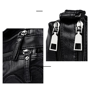 Multi-zipper Soft Leather Bag