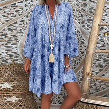 Load image into Gallery viewer, V-Neck Button-Up Ruffle Dress