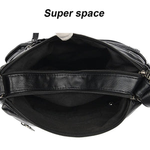 Multi-zipper Soft Leather Bag
