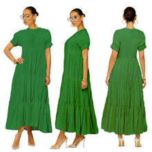 Load image into Gallery viewer, Button Solid Color Ruffled Plus Size Dress