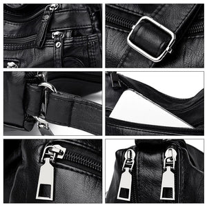 Multi-zipper Soft Leather Bag