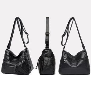 Multi-zipper Soft Leather Bag