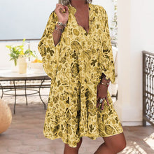 Load image into Gallery viewer, V-Neck Button-Up Ruffle Dress