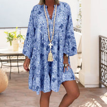 Load image into Gallery viewer, V-Neck Button-Up Ruffle Dress
