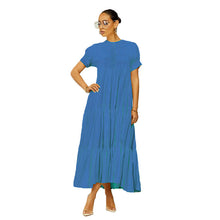 Load image into Gallery viewer, Button Solid Color Ruffled Plus Size Dress