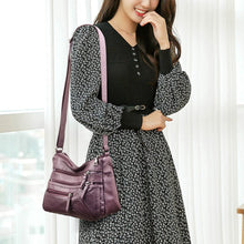 Load image into Gallery viewer, Multi-zipper Soft Leather Bag