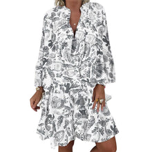 Load image into Gallery viewer, V-Neck Button-Up Ruffle Dress