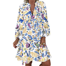 Load image into Gallery viewer, V-Neck Button-Up Ruffle Dress