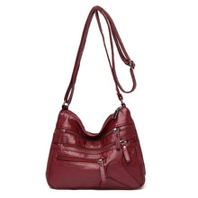 Load image into Gallery viewer, Multi-zipper Soft Leather Bag