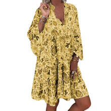 Load image into Gallery viewer, V-Neck Button-Up Ruffle Dress