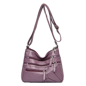 Multi-zipper Soft Leather Bag