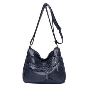 Multi-zipper Soft Leather Bag