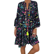 Load image into Gallery viewer, V-Neck Button-Up Ruffle Dress