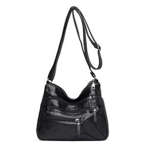 Multi-zipper Soft Leather Bag