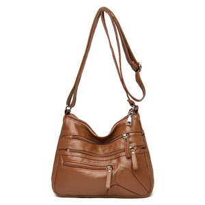 Multi-zipper Soft Leather Bag