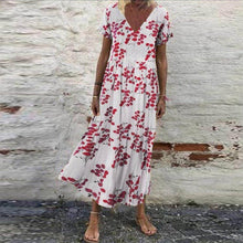 Load image into Gallery viewer, Women's Vintage Short Sleeve Maxi Dress