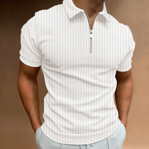 Striped Zip Polo Shirt