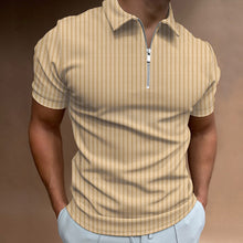 Load image into Gallery viewer, Striped Zip Polo Shirt