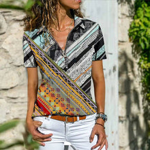 Load image into Gallery viewer, Bohemian West Ethnic Zip Short Sleeve T-Shirt