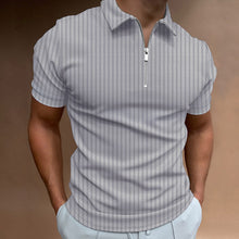 Load image into Gallery viewer, Striped Zip Polo Shirt
