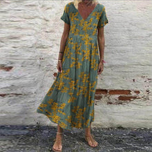 Load image into Gallery viewer, Women's Vintage Short Sleeve Maxi Dress