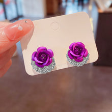 Load image into Gallery viewer, Blue Rose Stud Earrings