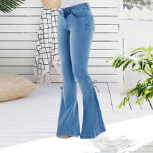 Load image into Gallery viewer, 70S HIP HUGGER BELL BOTTOMS STRETCHY JEANS